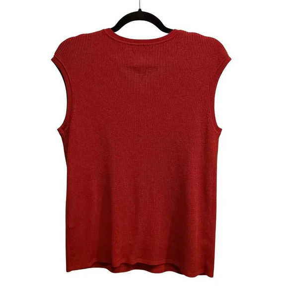 Calvin Klein Cool Red Crew Neck Sleeveless Shell Sweater Vest Top XL - Picture 2 of 11